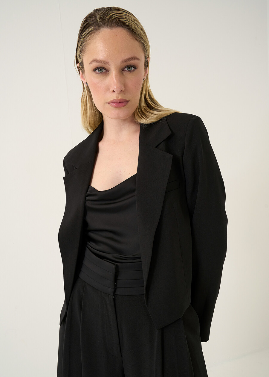Giacca Cayl corta e finta camicia NERO Donna , immagine n. 3