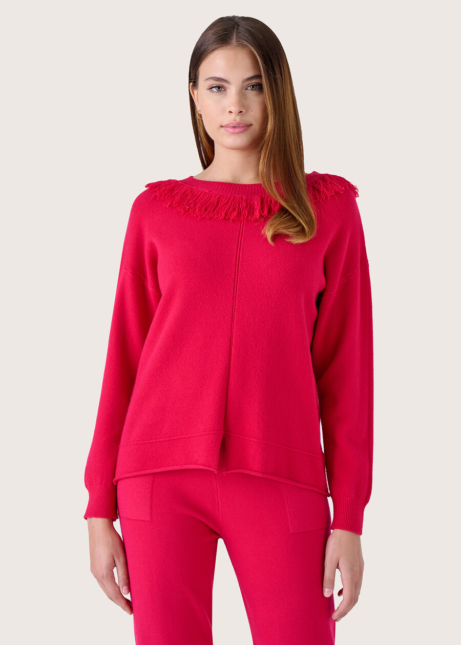 Melody sweater with fringes ROSSO MAGENTABLU GRAFITE Woman , image number 1