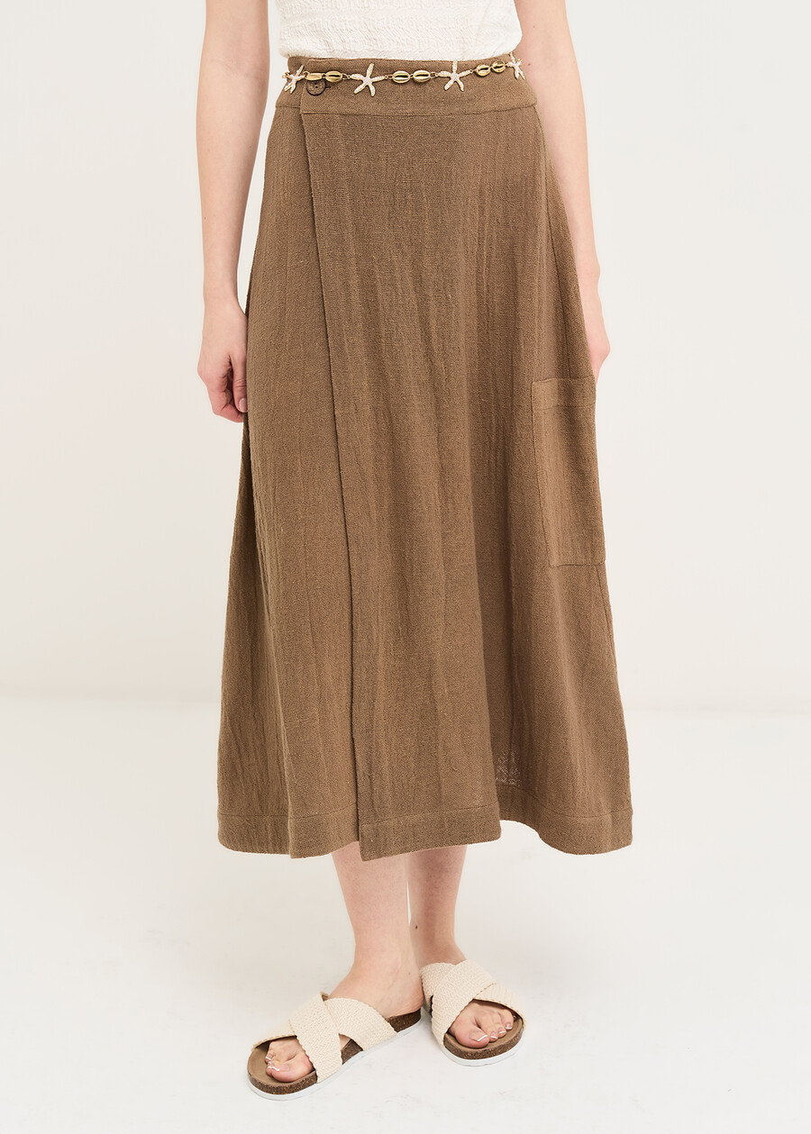 Gonna lunga Gwen in cotone MARRONE Donna , immagine n. 3