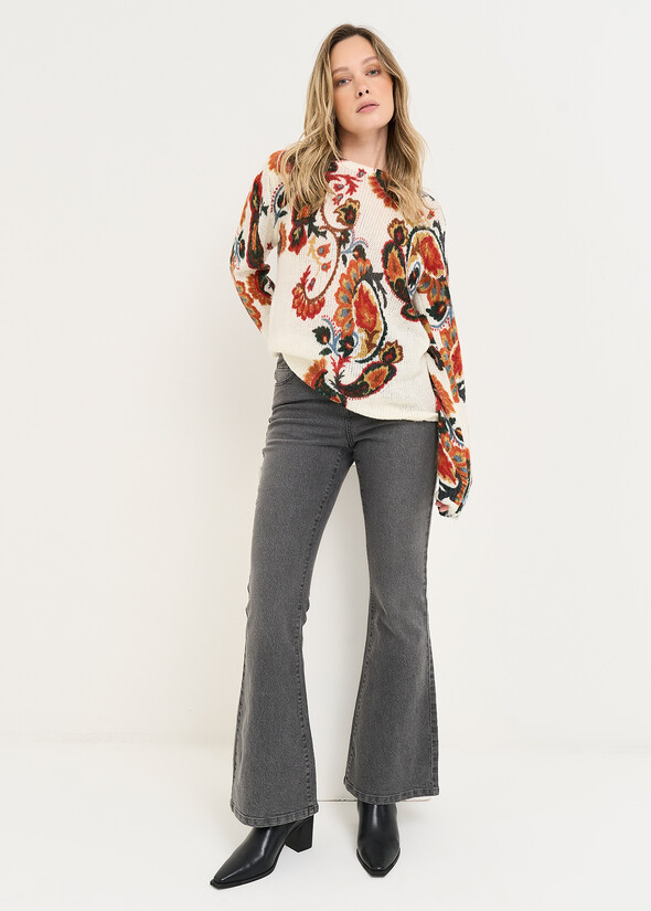 Pantalone denim Cindy modello flare GREY DENIM Donna null