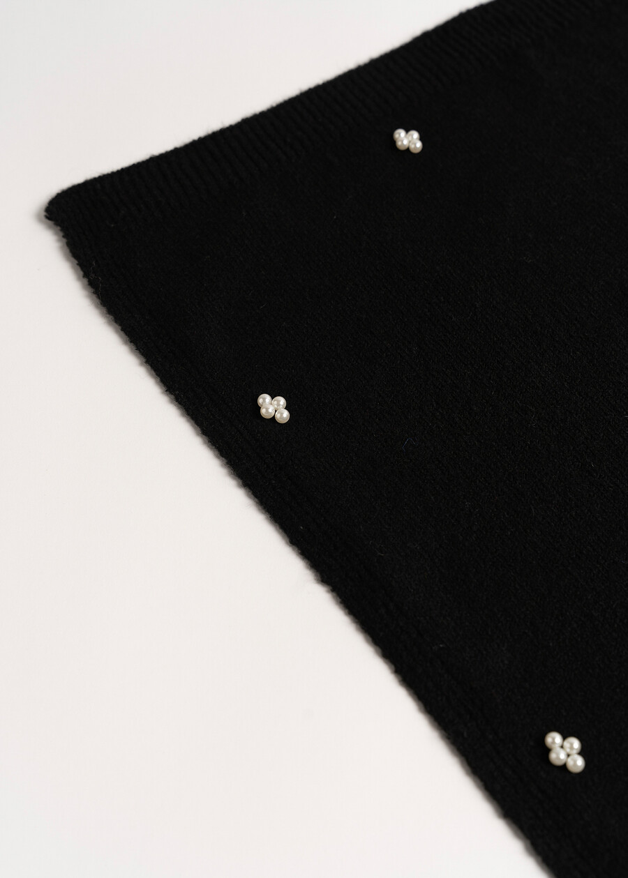 Sarym scarf with micro pearls NERO BLACKBEIGE LATTE Woman , image number 5