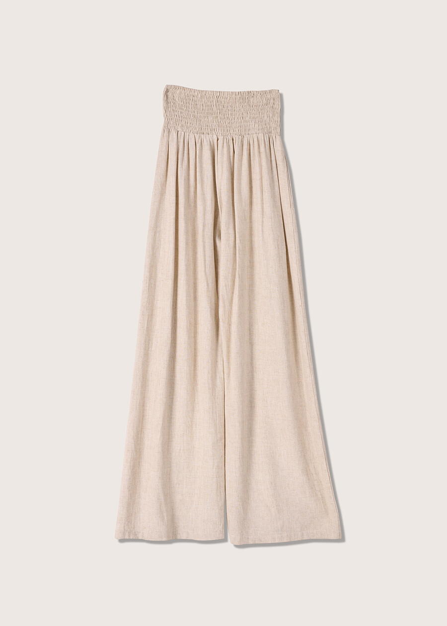 Pantaloni Polis in lino e viscosa BEIGE SAFARI Donna , immagine n. 5