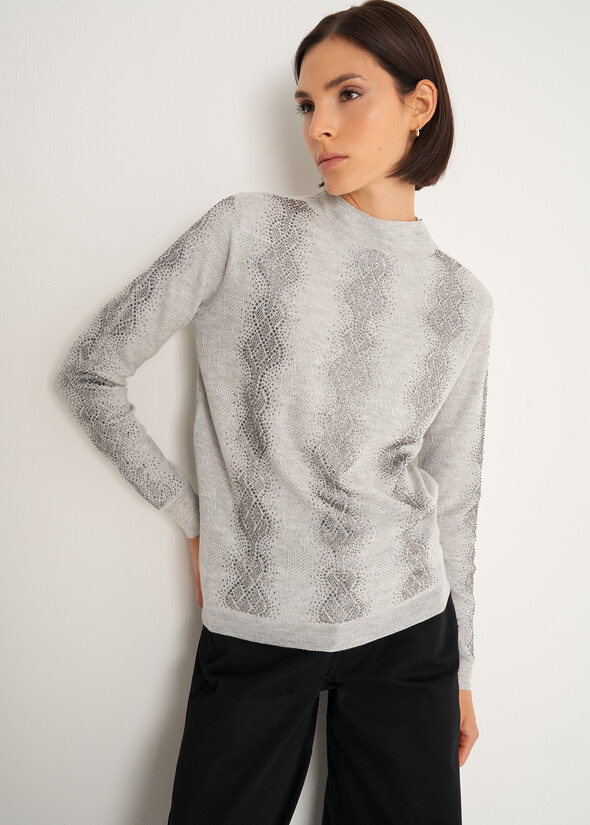 Margot half-neck sweater with rhinestones GRIGIO PERLA Woman null