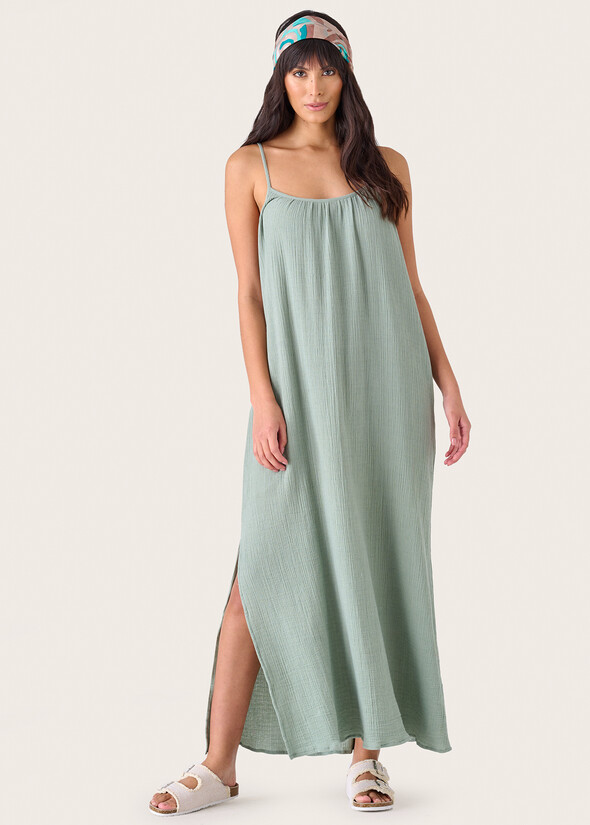 Abito lungo Adhara 100% cotone VERDE SALVIA Donna null