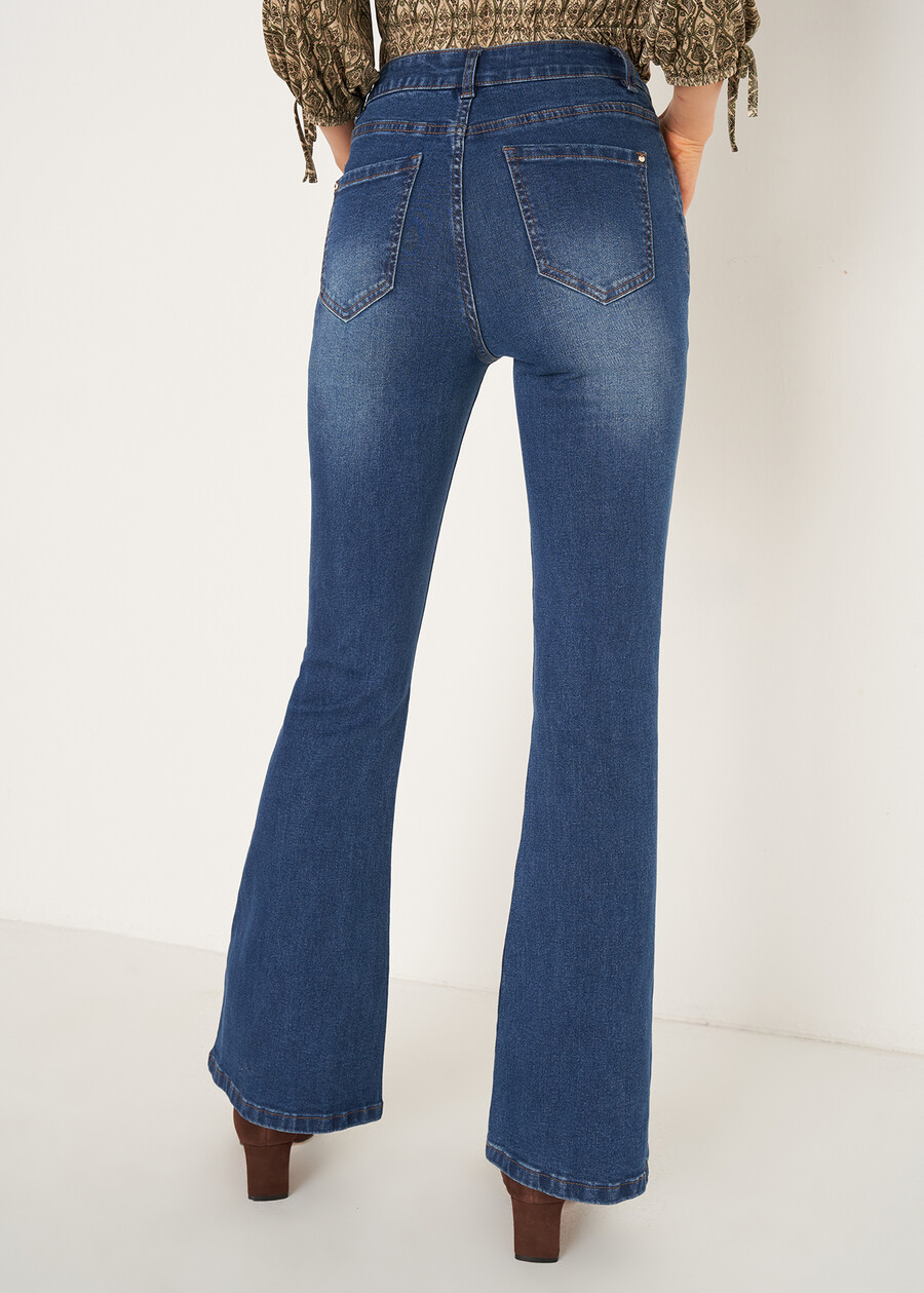 Jeans CindyJ-U gamba flare con bottoni oro DENIM MEDIUM DENIM Donna , immagine n. 5
