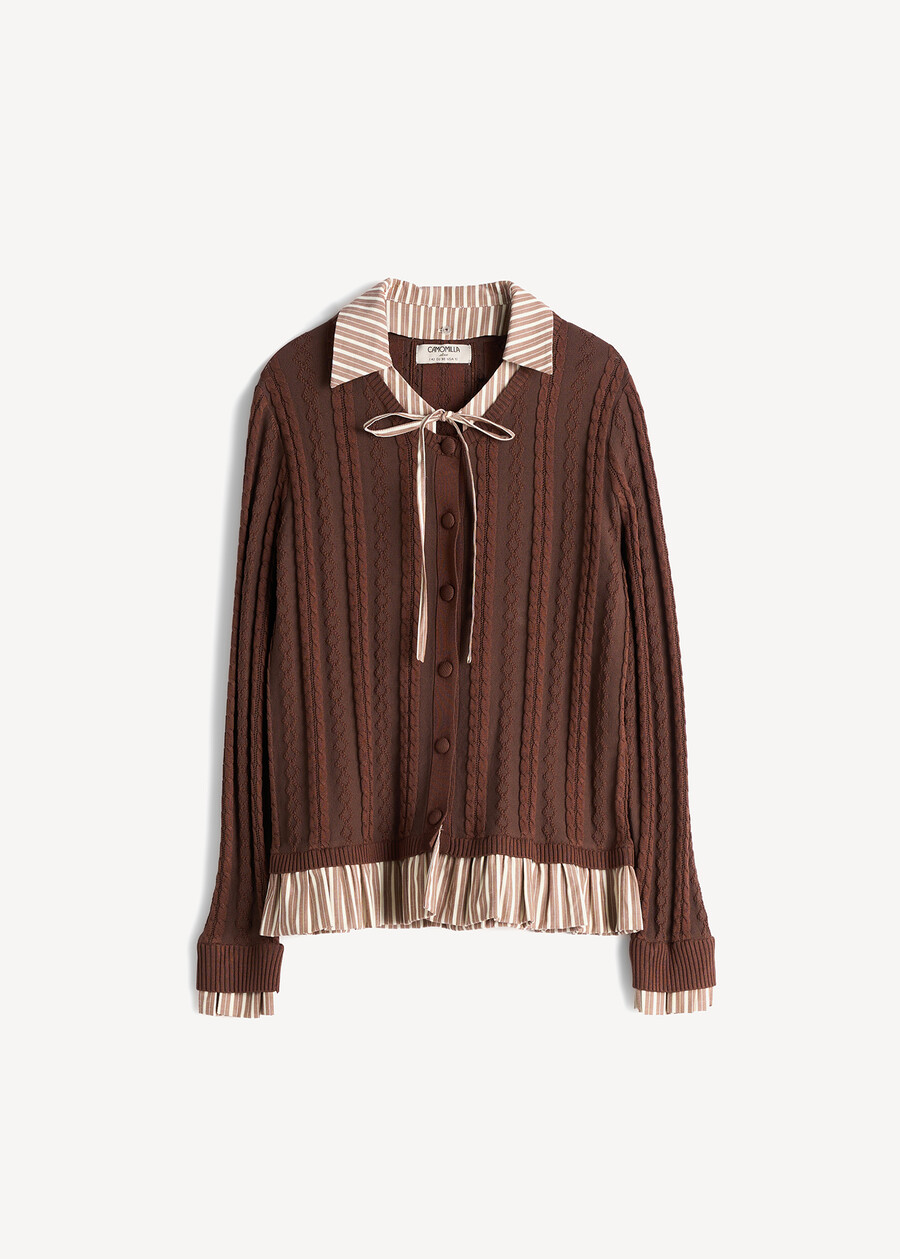 Cardigan Criss effetto doppio capo MARRONEBLU Donna , immagine n. 5