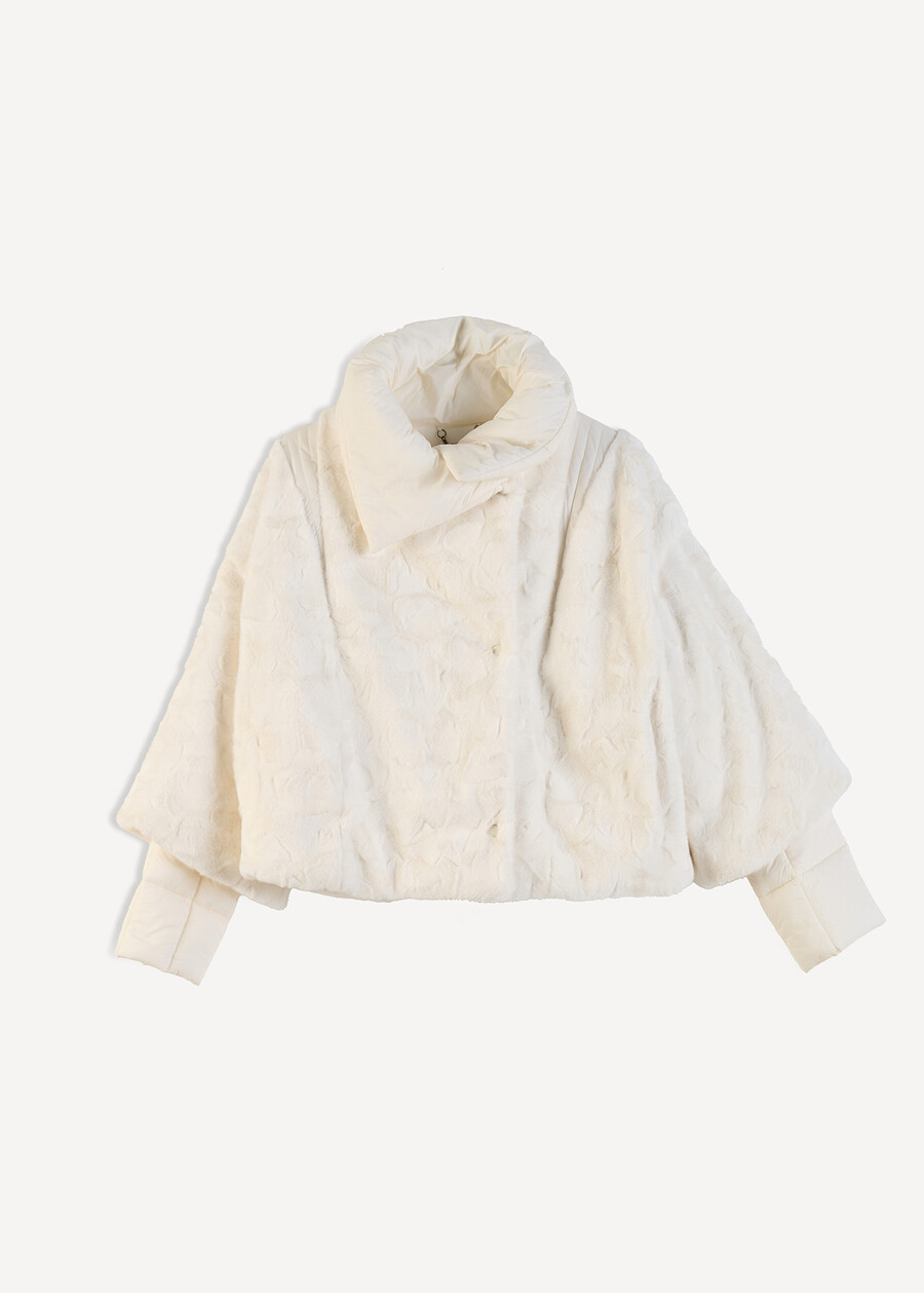 Piumino Percey a cappetta bimateriale BIANCONERO Donna , immagine n. 6