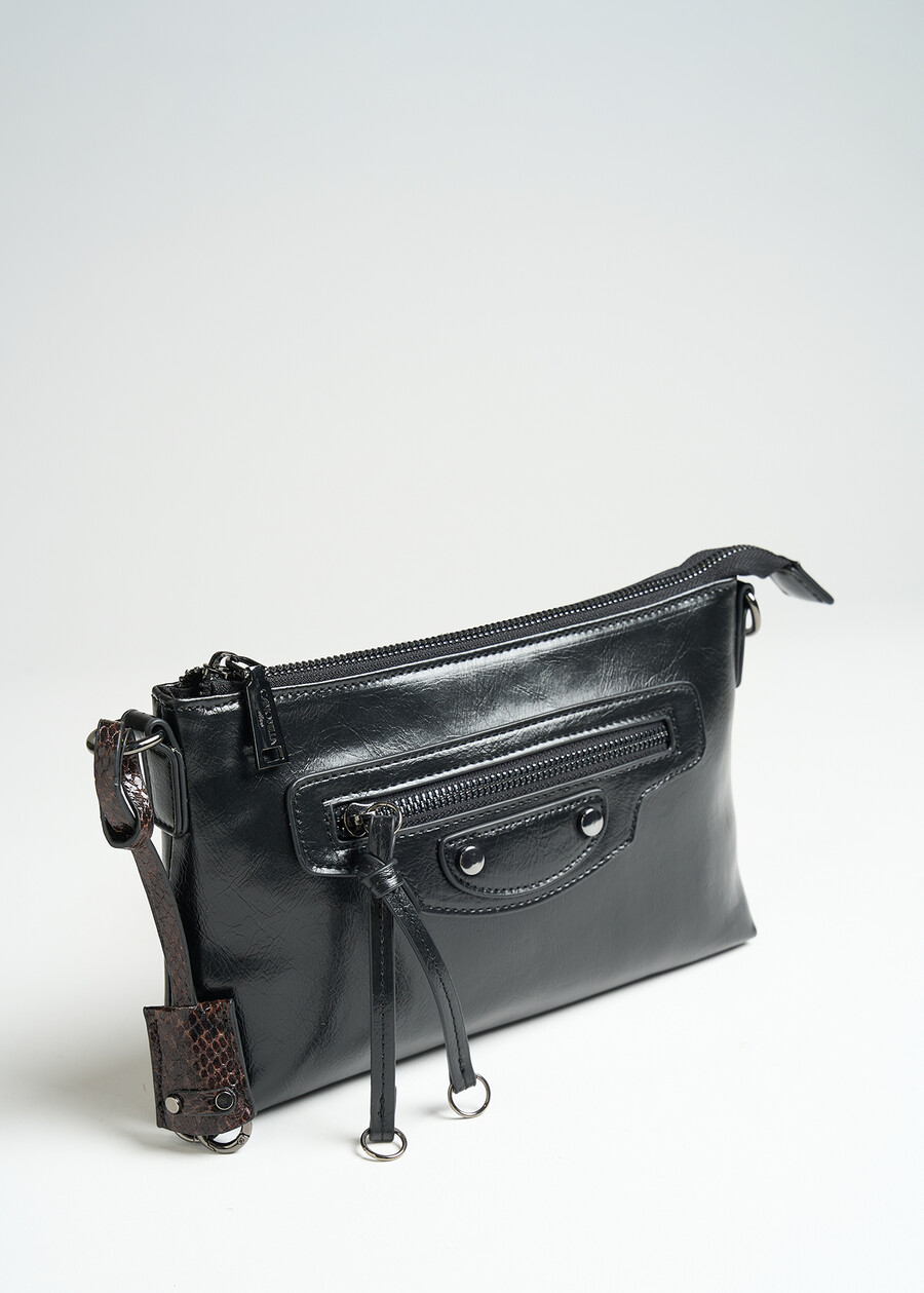 Tracolla Batch in ecopelle krinkle NERO Donna , immagine n. 2