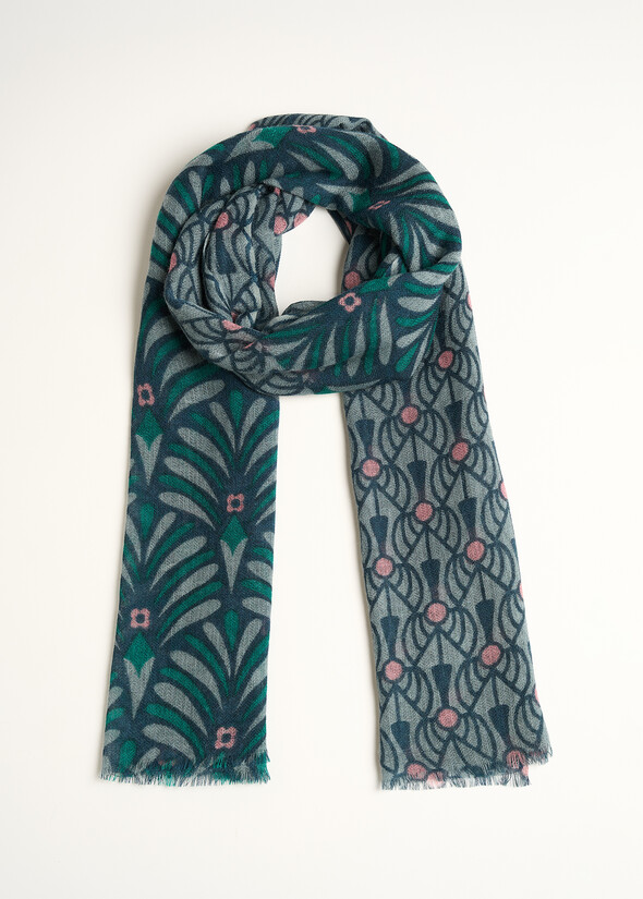 Samanta patterned wool scarf BLU Woman null