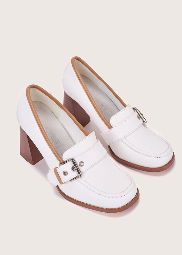 Mocassino con tacco Sax BIANCO Donna null