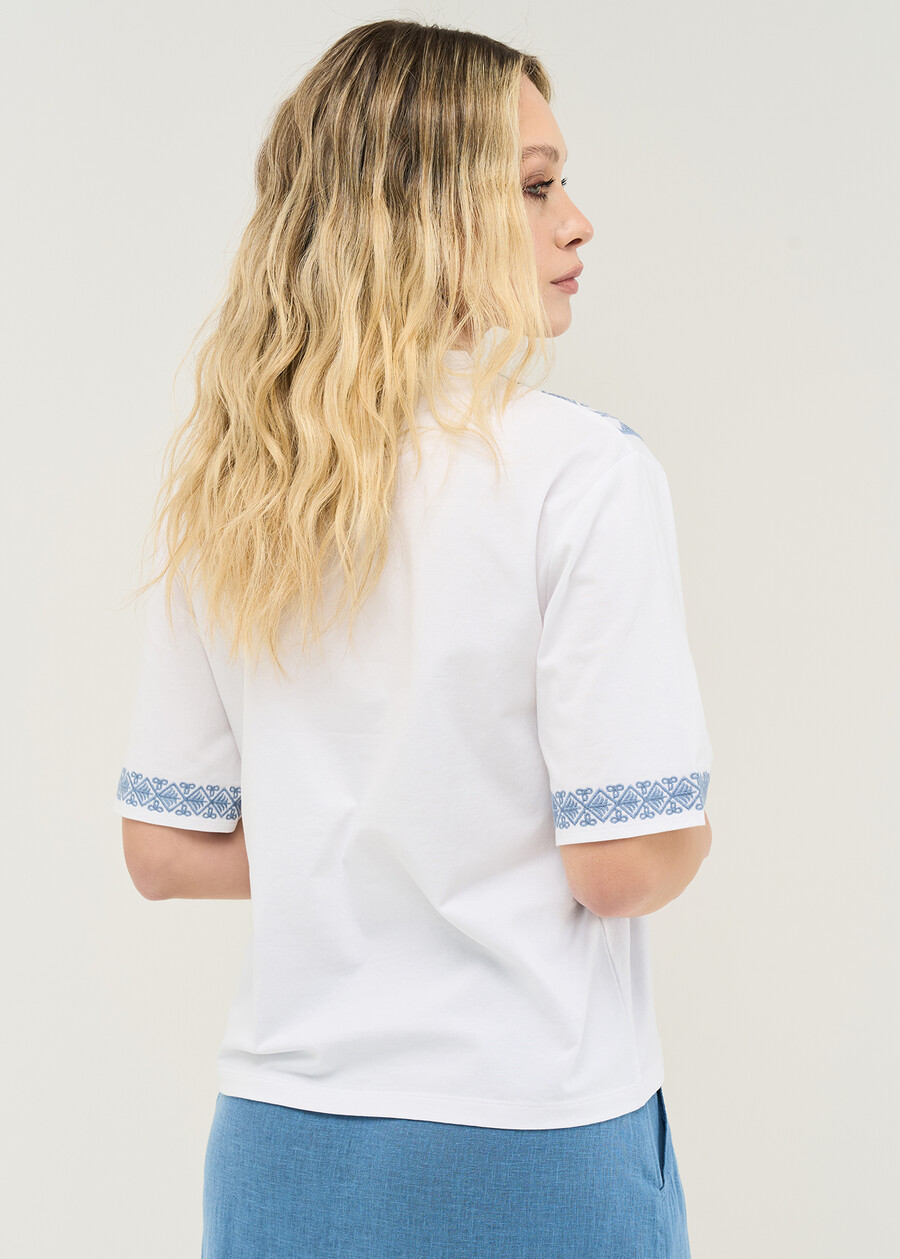 T-shirt Syria con ricamo geometrico BIANCO WHITE Donna , immagine n. 3