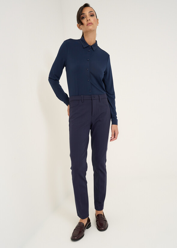 Pantaloni Kate Runner in punto Milano BLU Donna null