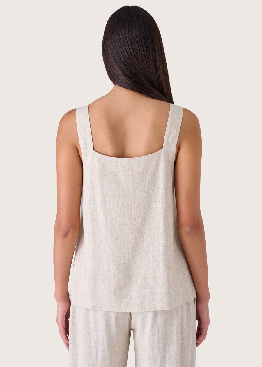 Top Tejat in viscosa e lino BEIGE SAFARI Donna , immagine n. 3
