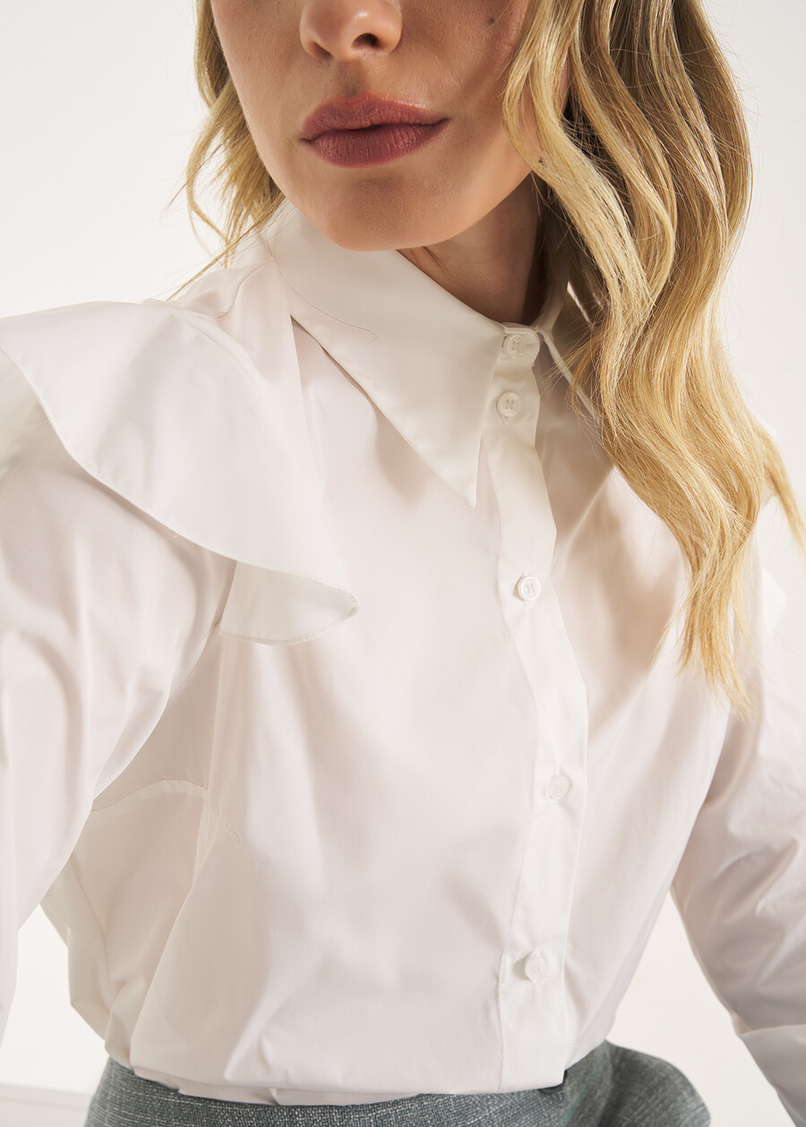 Camicia Carola in taffetà con rouches BIANCO WHITE Donna , immagine n. 3