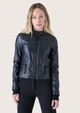 Gil eco-leather jacket NERO BLACKBIANCO ORCHIDEA Woman image number 1