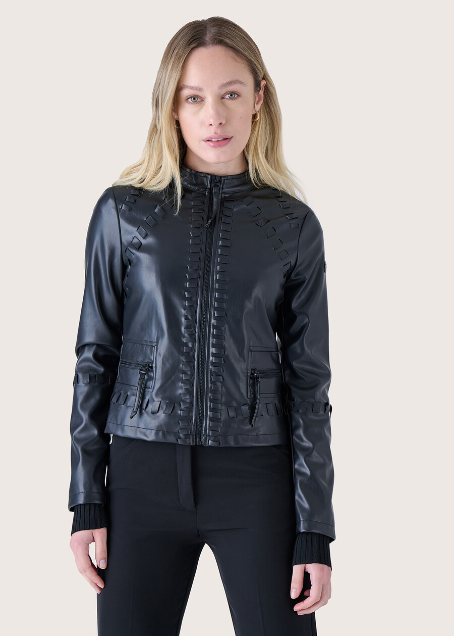 Gil eco-leather jacket NERO BLACKBIANCO ORCHIDEA Woman , image number 1