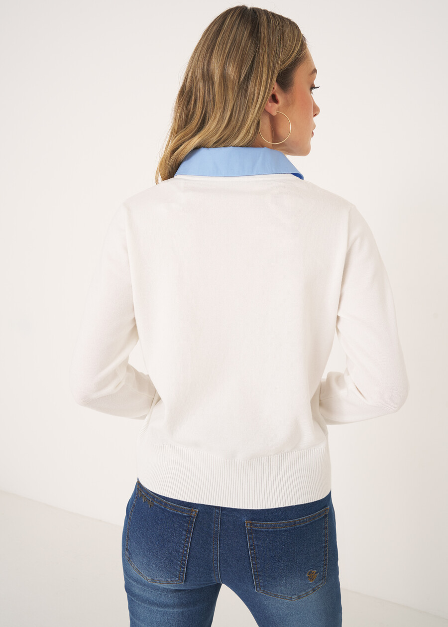 Crazy cardigan with shirt detail BLUBIANCO WHITE Woman , image number 4
