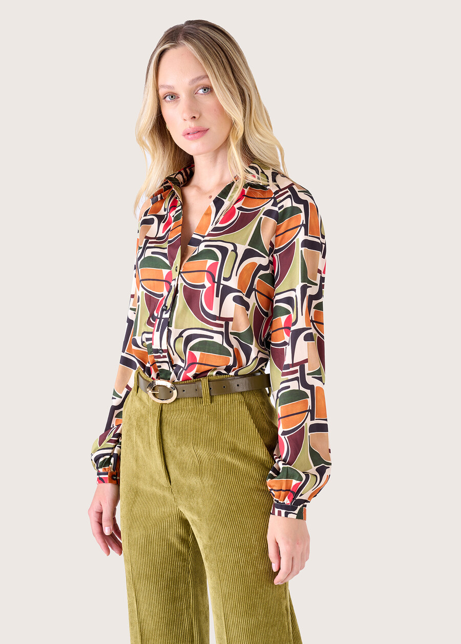Carmen satin shirt VERDE GOLDEN Woman , image number 1