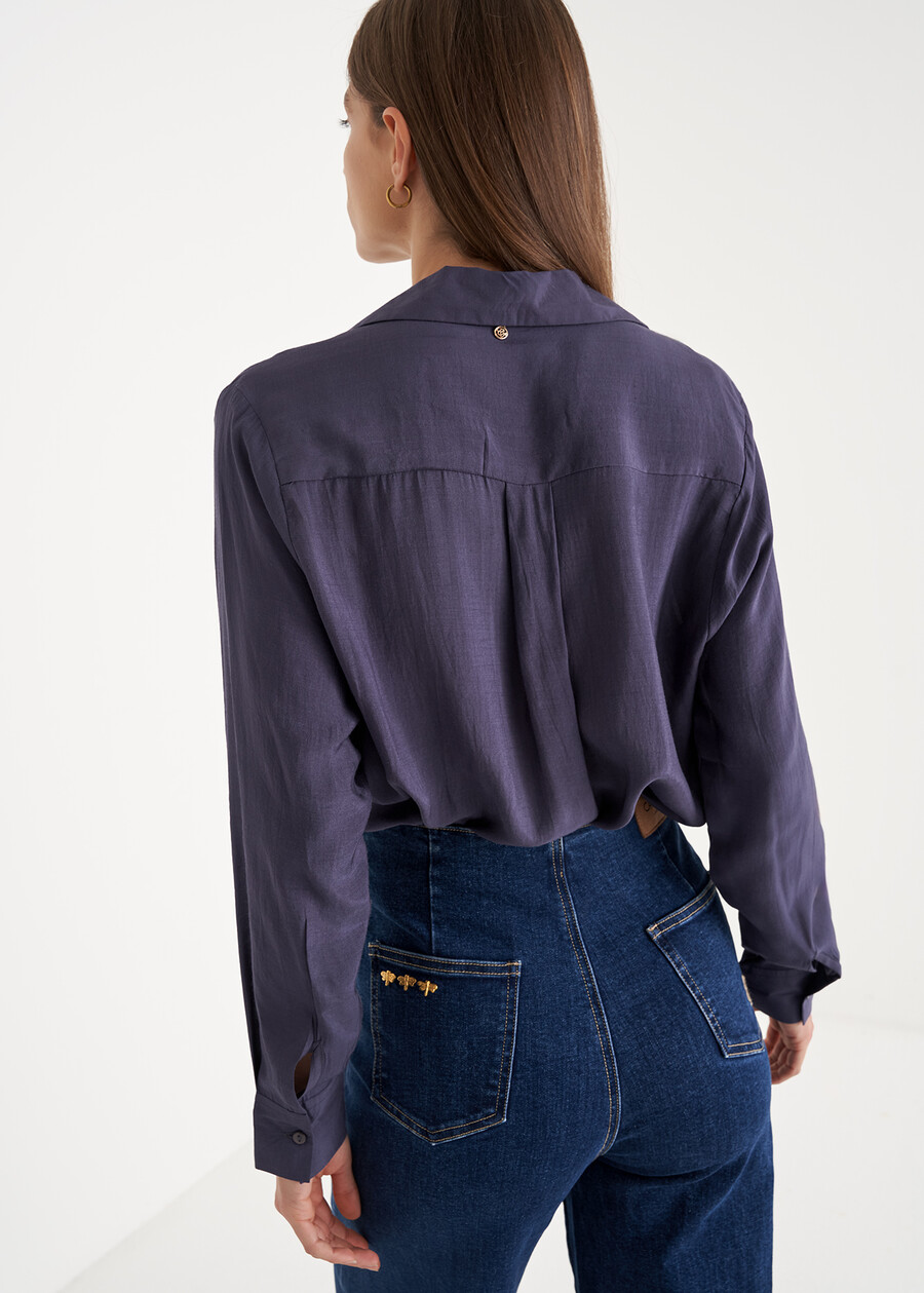 Camicia Campbell in seta e viscosa BLUBEIGE LATTEBLUE TURCHESEVIOLA MULBERRY Donna , immagine n. 3