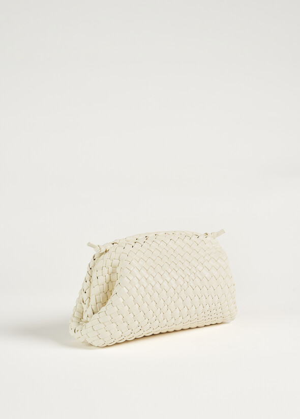 Bassina woven eco-leather clutch bag BIANCO BURRO Woman null