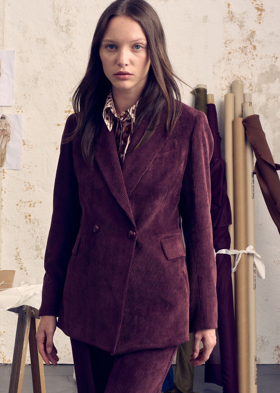 Guenda corduroy blazer ROSSO BORDEAUXBEIGE GREIGEBLUE OLTREMARE Woman , image number 1