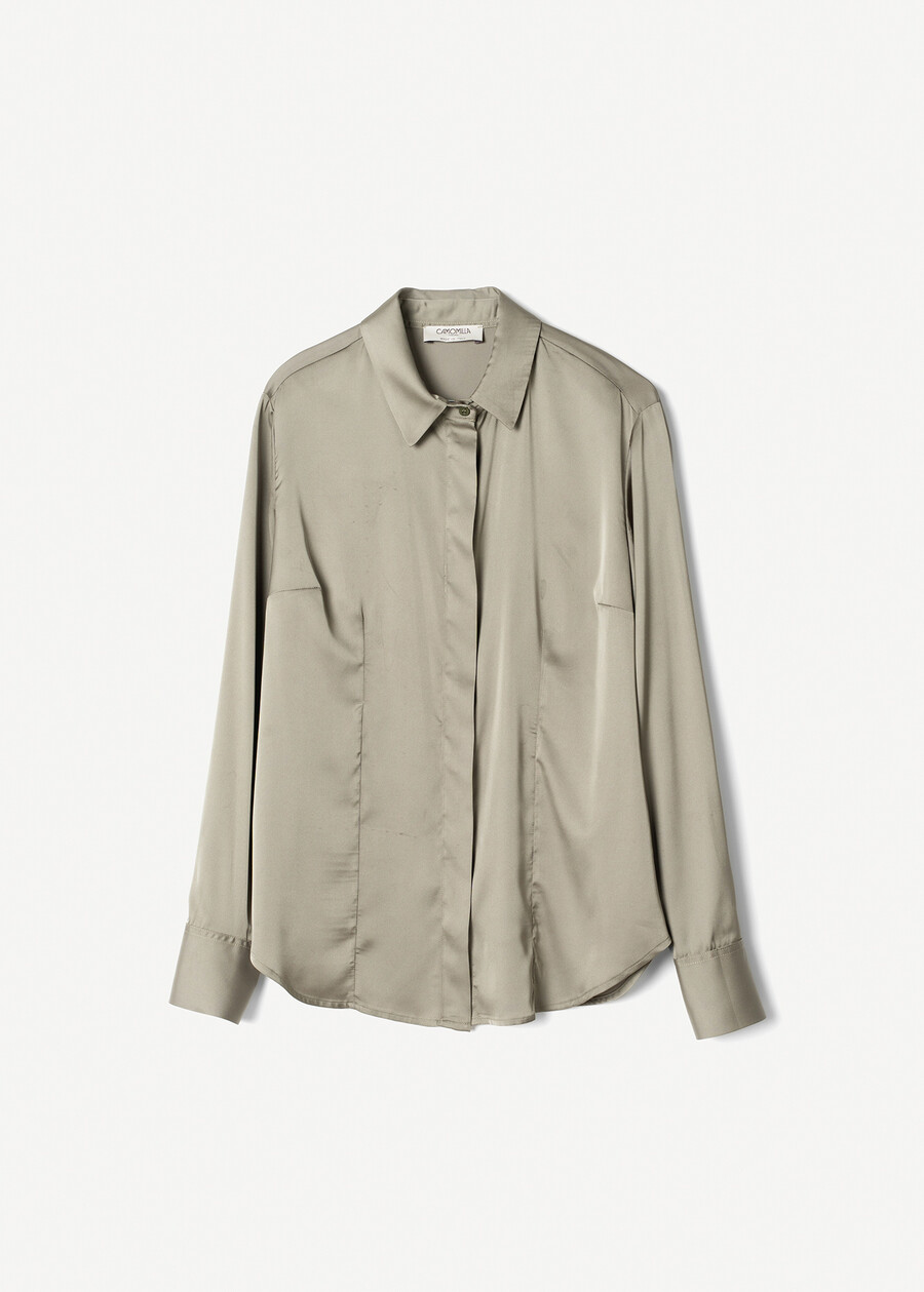 Camicia Alessia-B in satin BEIGE MOUSSEBEIGE LATTEVERDE Donna , immagine n. 5