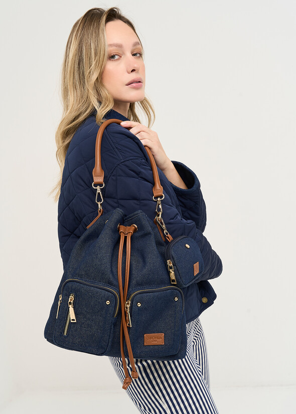 Secchiello Berta denim e pelle BLU Donna null