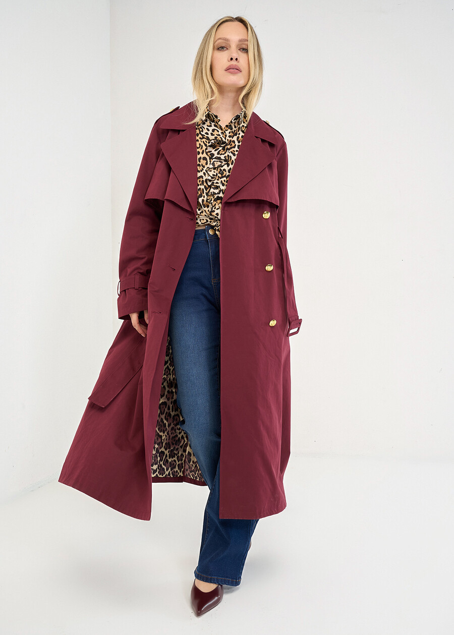 Trench Thomas oversize doppiopetto ROSSO BORDEAUX Donna , immagine n. 1