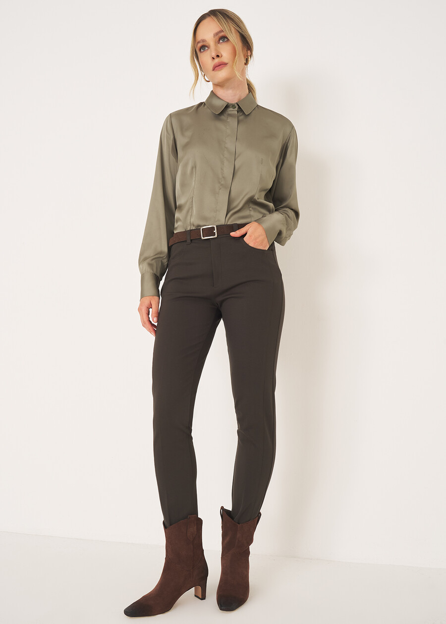 Pantalone Kate Runner in punto Milano BLU GRAFITE Donna , immagine n. 2