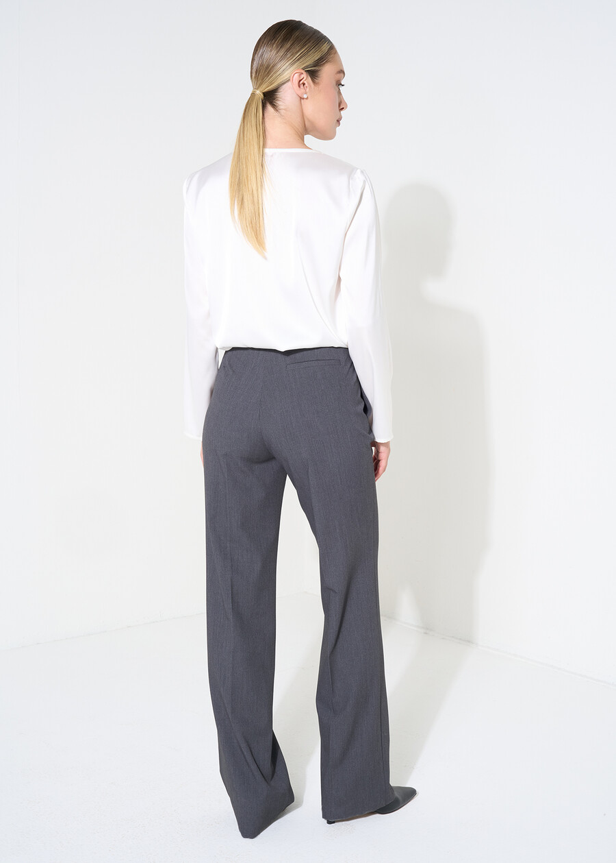 Pantaloni Giorgia ampi in lana GRIGIO GREY Donna , immagine n. 5