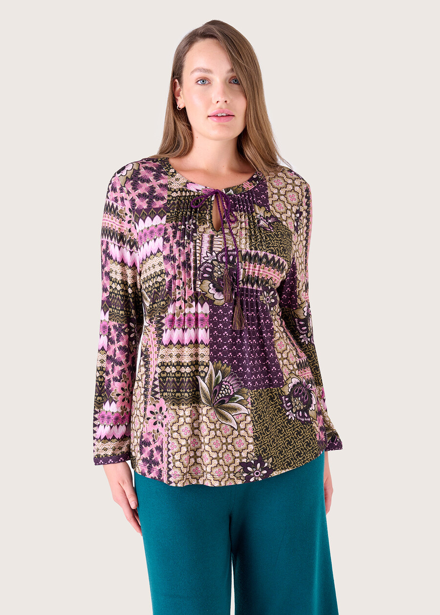 Blusa Sora con stampa patchwork VIOLA UVA Donna , immagine n. 1