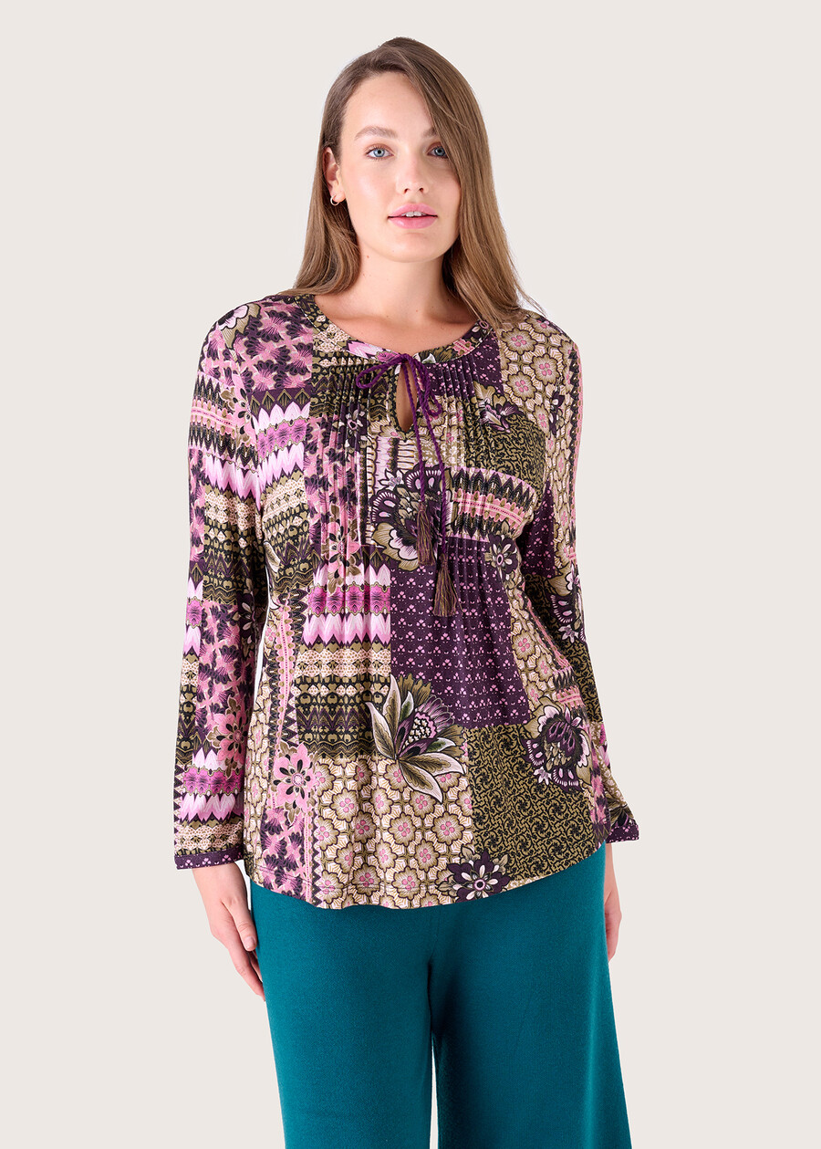 Sora patchwork print blouse VIOLA UVA Woman , image number 1