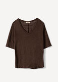 T-shirt Skyper in lino con scollo a V BEIGEMARRONEBIANCO WHITE Donna immagine n. 4