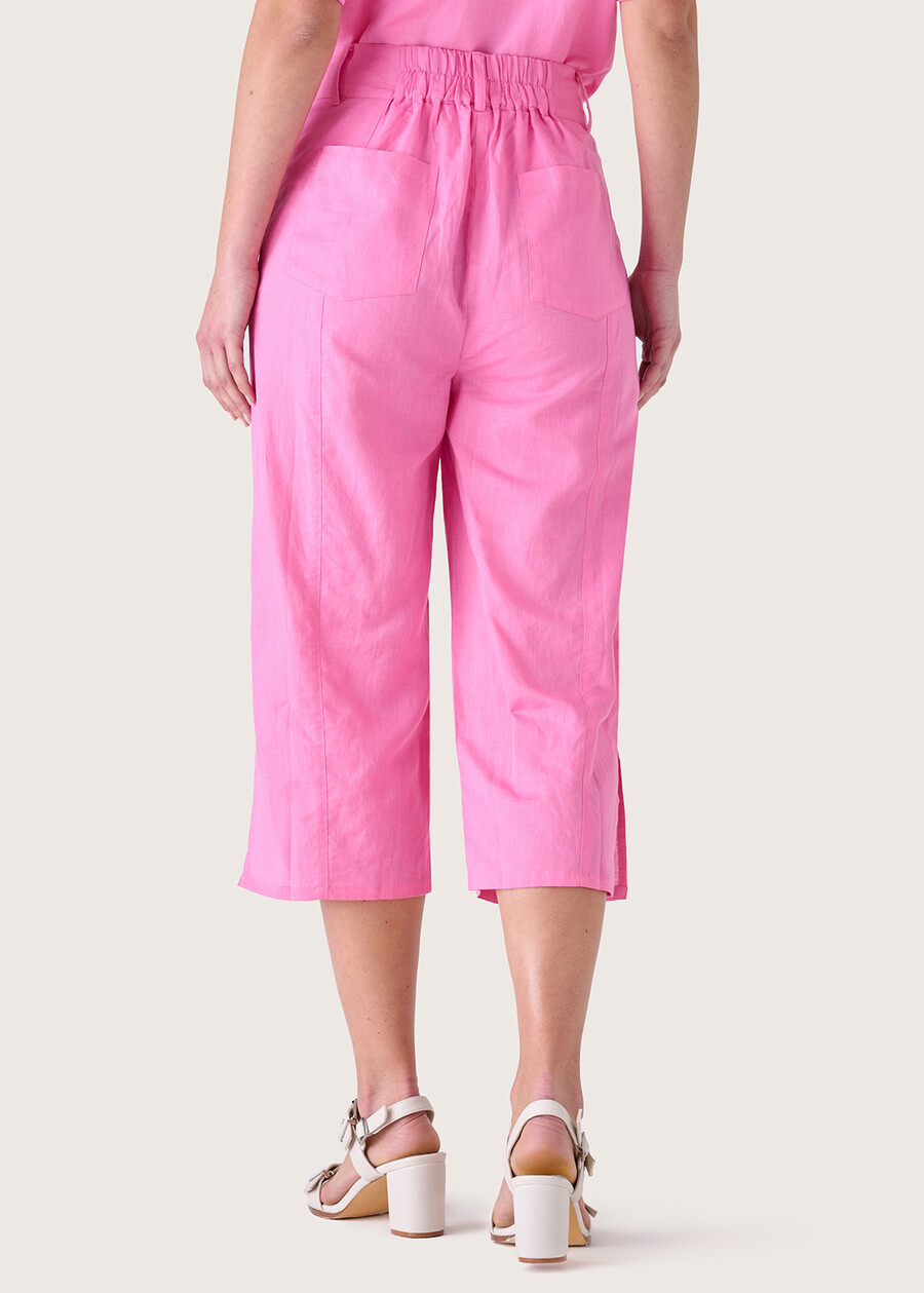 Becrux linen and cotton capri trousers ROSA IBISCUS Woman , image number 4