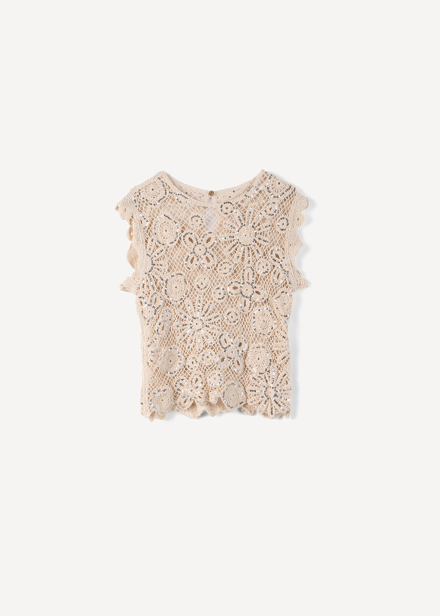 Top Taiger in filo con paillettes BEIGE LIGHT BEIGE Donna , immagine n. 6