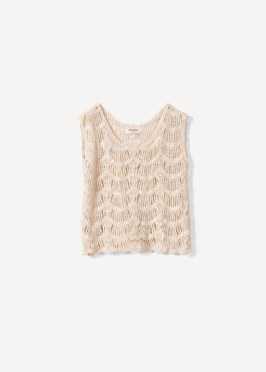 Top Thandra in filo giromanica BEIGE LIGHT BEIGE Donna , immagine n. 4