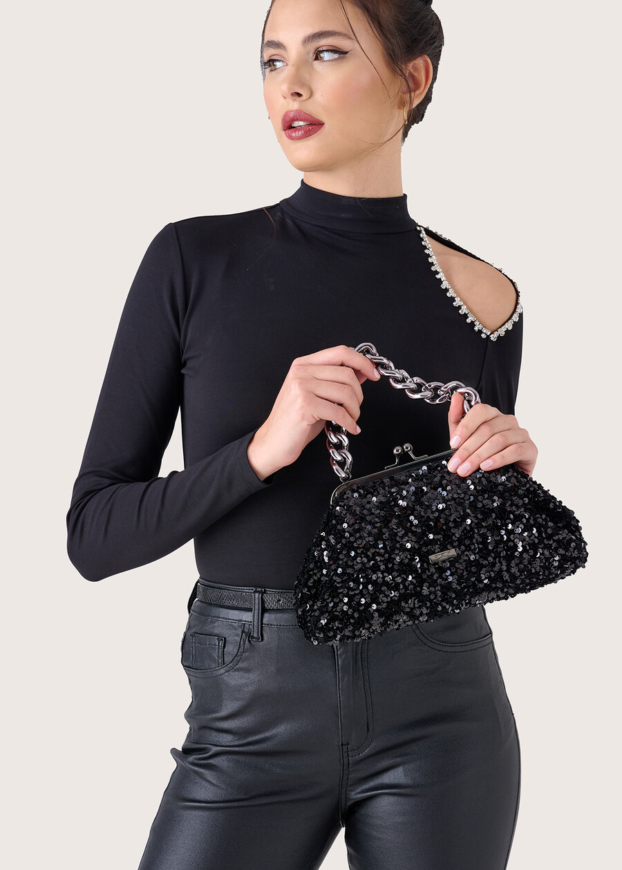 Belissa clutch bag with paiillettes NERO BLACK Woman , image number 1