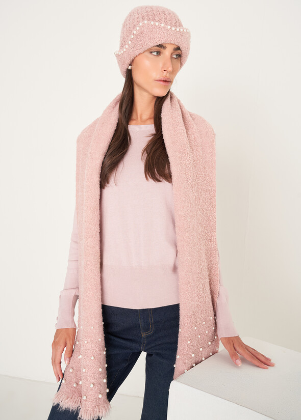 Sylk scarf with pearl embroidery ROSA Woman null