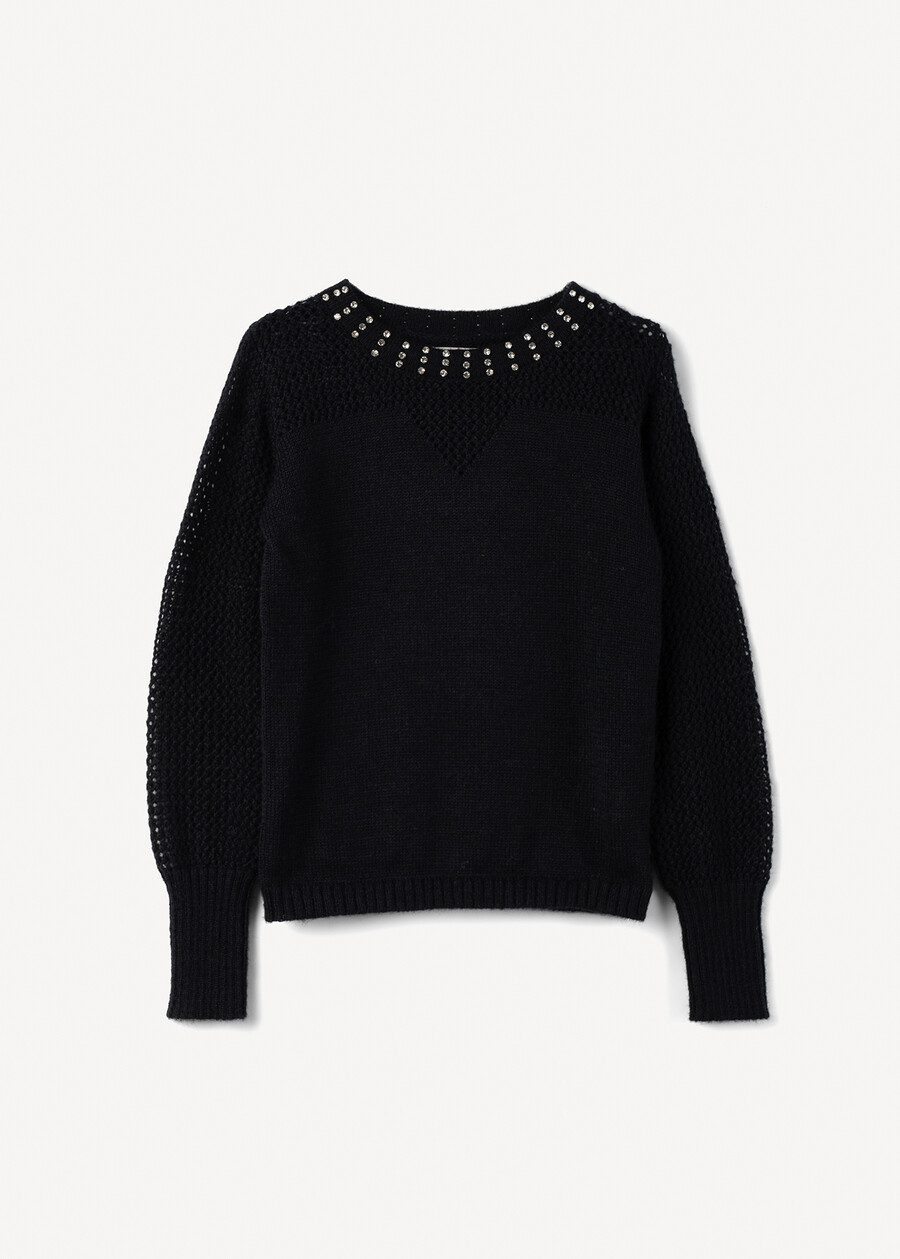 Magnolia mohair sweater with rhinestones NERO BLACK Woman , image number 5