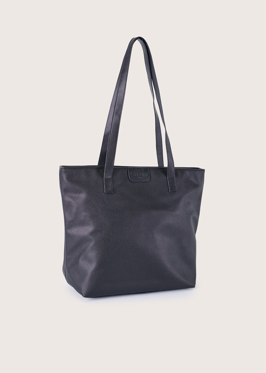 Badia eco-leather shopping bag NERO BLACK Woman , image number 2