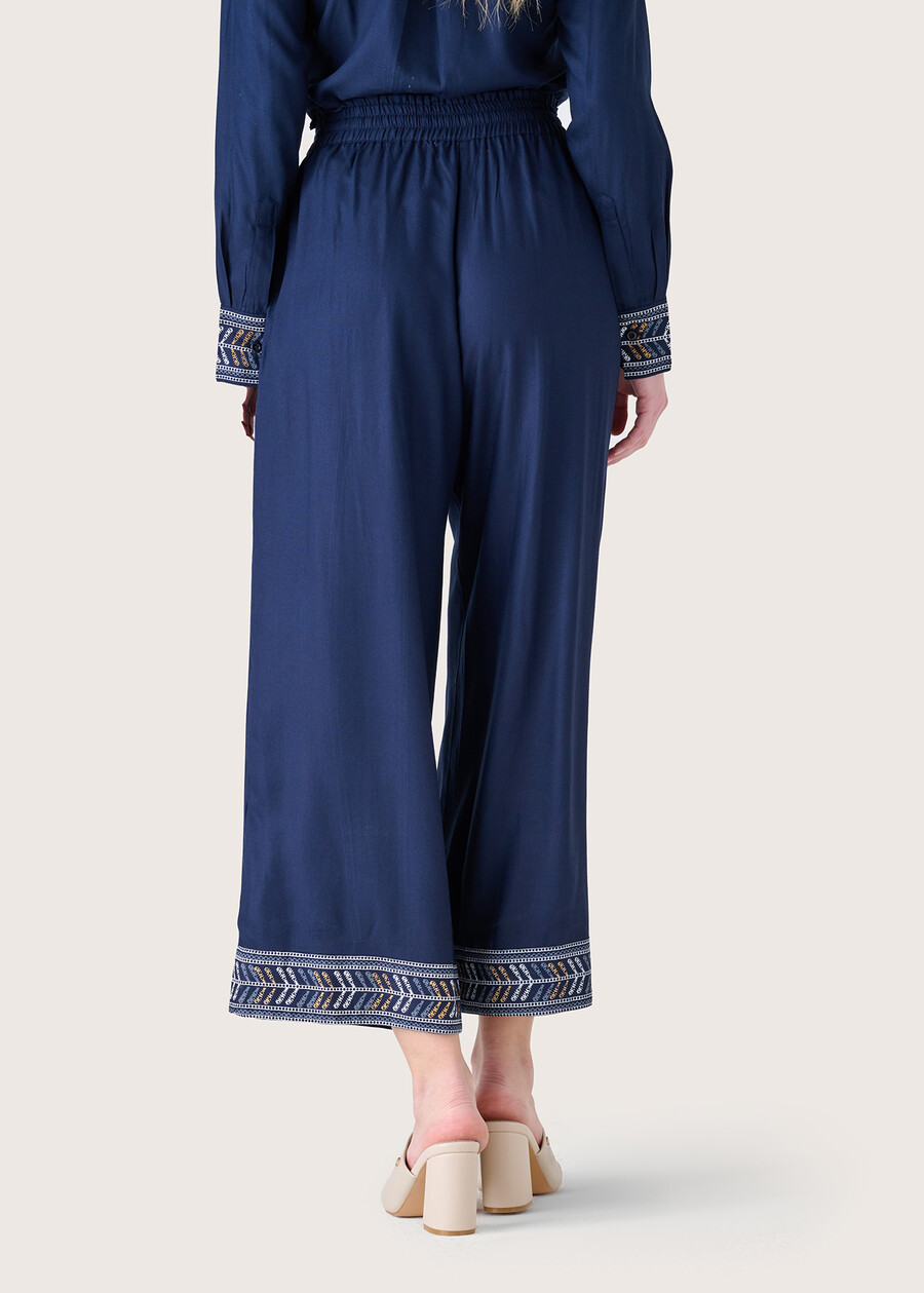 Polly 100% rayon trousers BLUE OLTREMARE  Woman , image number 4