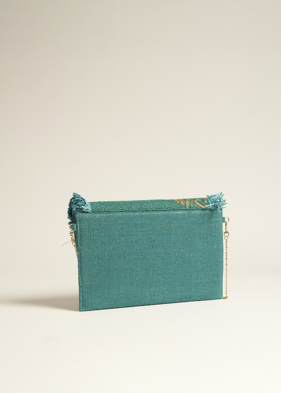 Pochette Benna In Juta Ricamata BLUE TURCHESE Donna , immagine n. 3