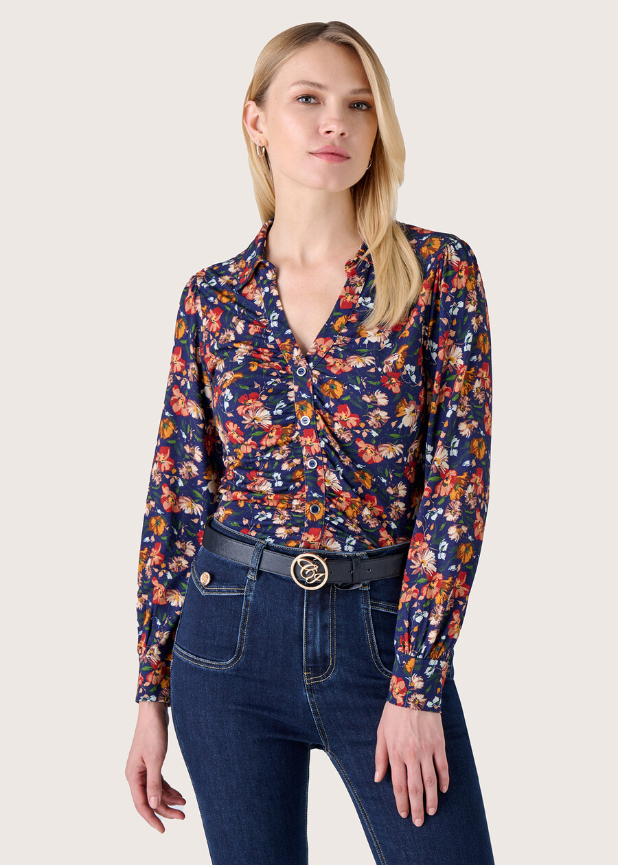 Scala floral pattern shirt NERO BLACK Woman , image number 1
