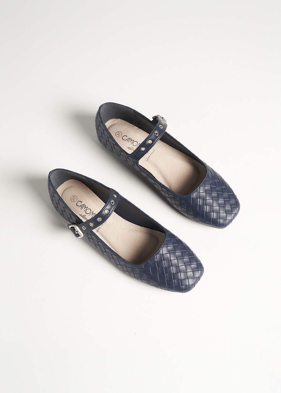 Saveria eco-leather ballerina shoe BLUE DARK BLUE Woman , image number 2