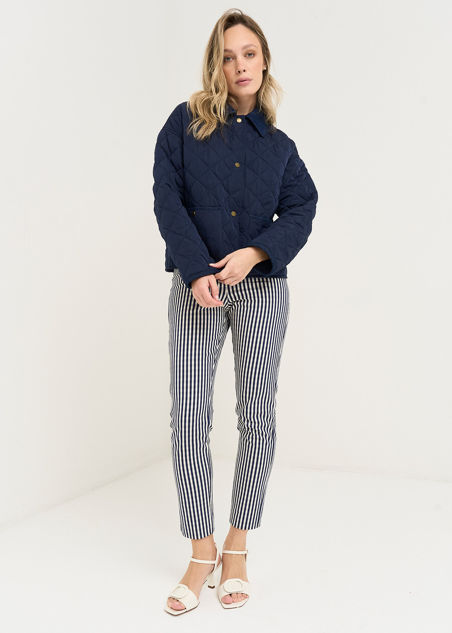 Glossy quilted jacket with denim details BLU Woman , image number 5