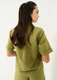 Camy linen and cotton shirt with lace VERDE Woman image number 4