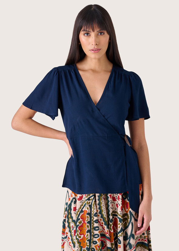 T-shirt incrociata Sonny 100% rayon BLU MARINA Donna null