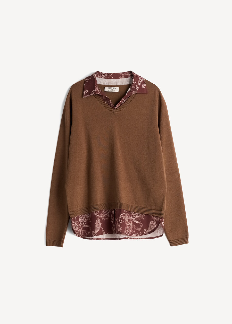 Maglia Melany 2 in 1 con camicia MARRONE Donna , immagine n. 5