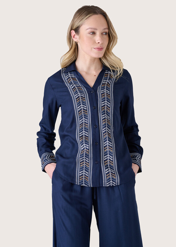 Cledi 100% rayon shirt BLUE OLTREMARE  Woman null
