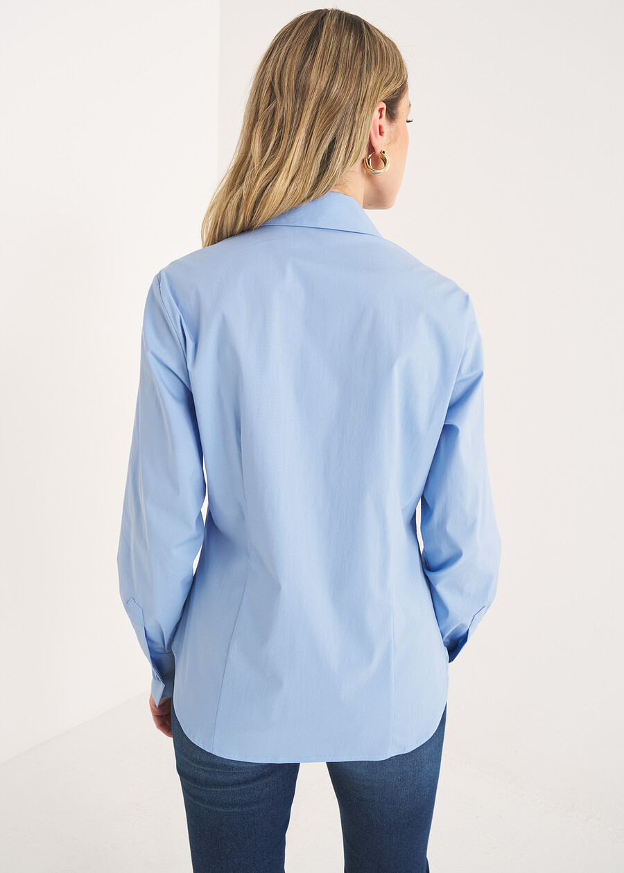 Camicia Alessia-D basic cotone BIANCO WHITEBLU CELESTE Donna , immagine n. 3